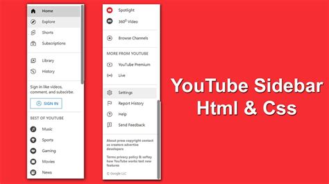 Youtube Sidebar Using Html Css Html Css Tutorial Youtube