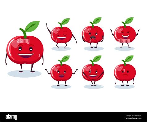 Apple Set Character And Emotions Anthropomorphic Hero Vector Illustration In Cartoon Style