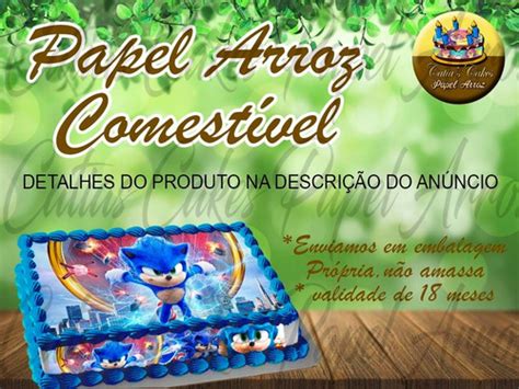 Papel Arroz E Faixas Para Bolo Sonic Cod Parcelamento Sem Juros