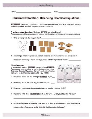 Balancing Chemical Equations Gizmo Answer Key Pdf Fill And Sign