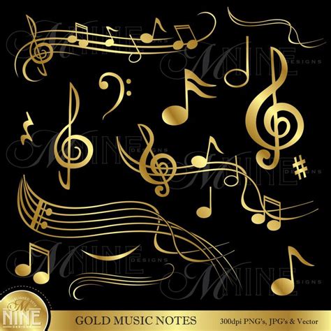 Gold MUSIC NOTES Clip Art Gold Music Theme Clipart Music - Etsy | Music ...