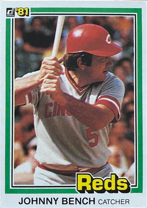 Johnny Bench 1981 Donruss 62 Johnny Bench Cincinnati Reds Johnny