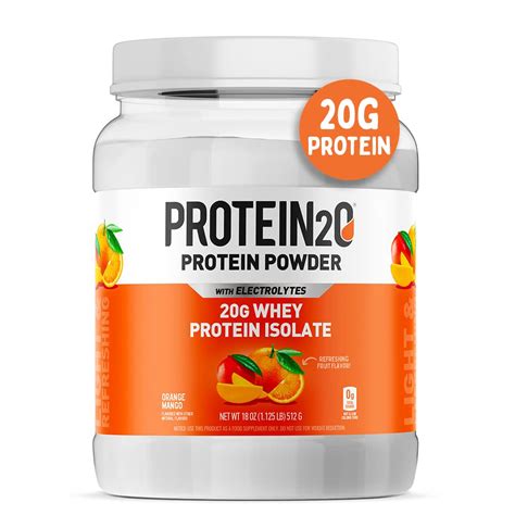 Protein2o 20g Whey Protein Isolate Powder Tub Low Carbs Sugar Free Plus Electrolytes Orange