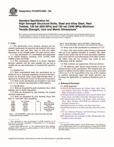 ASTM F3125 F3125M 15a Standard Specification For High Strength