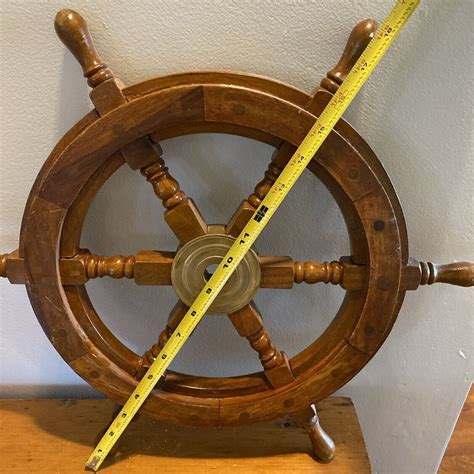 Pirate D Cor Brass Wooden Nautical Ship Steering Wheel Fishing Wall