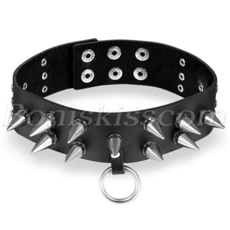 Men S Womens Punk Gothic Black Leather Choker Spike Rivet O Ring Collar