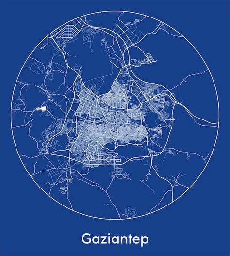 Premium Vector City Map Gaziantep Turkey Asia Blue Print Round Circle