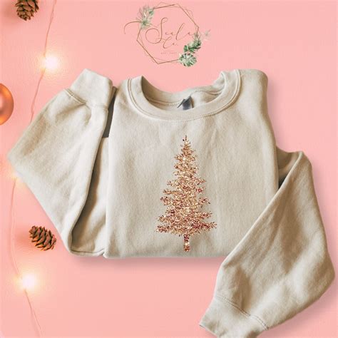 Glitter Christmas Tree Sweatshirt Sparkly Festive Top Holiday Season