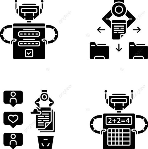 Rpa Glyph Icons Set Vector Symbol Technology Vector Vector Symbol