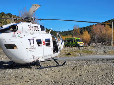 Rescue Helicopter Finds Riverbed Best For Landing