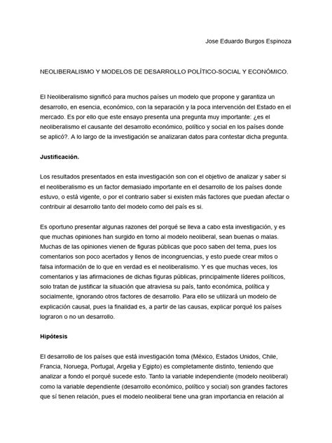 Neoliberalismo Y Modelos De Desarrollo PolÍtico Social Y EconÓmico 1 Pdf Neoliberalismo