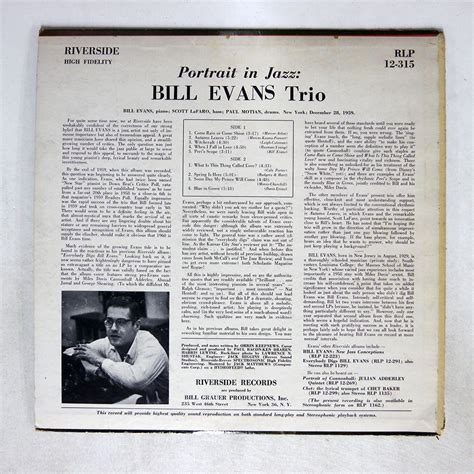 Yahoo Bill Evans Portrait In Jazz Riverside Rlp