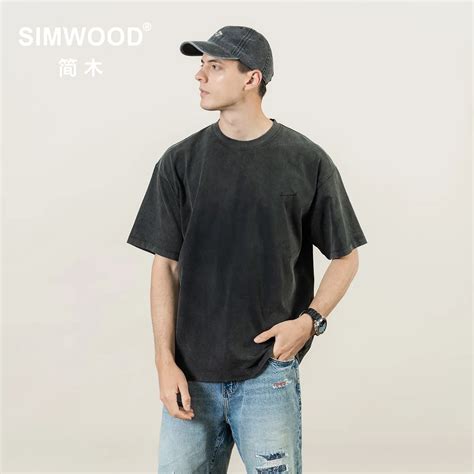 Simwood Summer New Oversize Vintage T Shirts Men Gsm