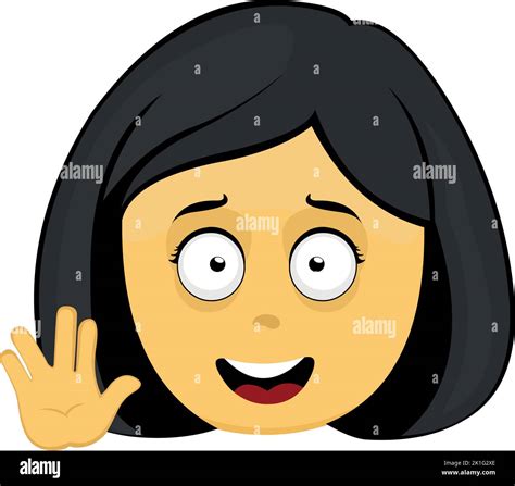 Vector Emoji Illustration Of A Yellow Cartoon Woman With A Happy