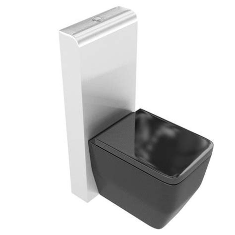 Modern Black Toilet Bowl With Metallic Support 3D model | CGTrader