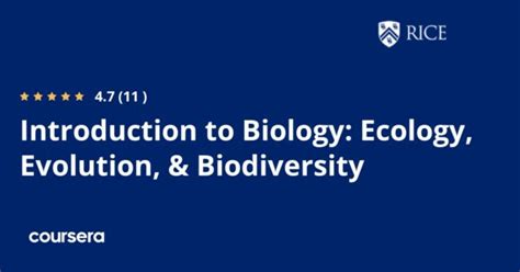 Introduction to Biology: Ecology, Evolution, & Biodiversity Specialization - Coursya