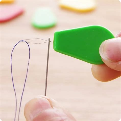 10 pcs Sliver Bow Wire Needle Threader Hand Machine Sewing Stitch ...