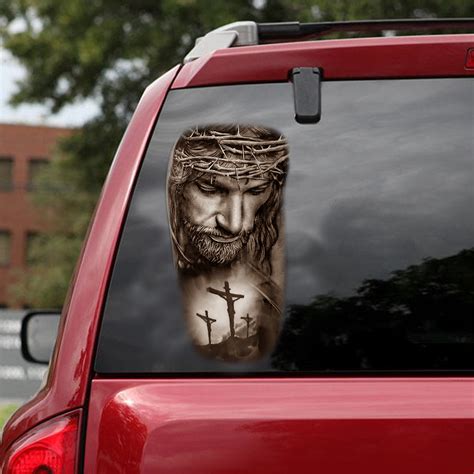 Jesus Car Sticker Camellia Print