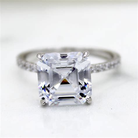 5 CT Asscher Cut Solitaire Engagement Ring Wedding Diamond - Etsy