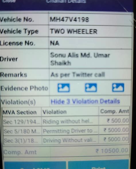 Mumbai Traffic Police On Twitter Challan Has Been Issued Under Sec