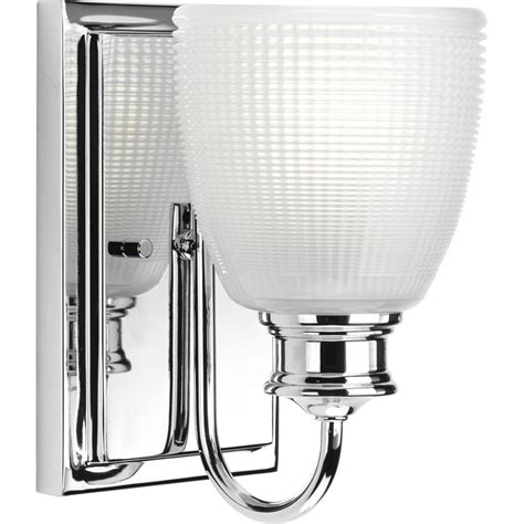 Lucky Collection One Light Polished Chrome Frosted Prismatic Glass Coastal Bath Vanity Light