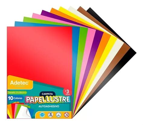 Papel Lustre Autoadhesivo A4 X 10 Hj 920 Color Variado Cuotas Sin