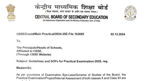 Cbse Releases Guidelines For Practical Exams Of Classes 10 And 12 Check