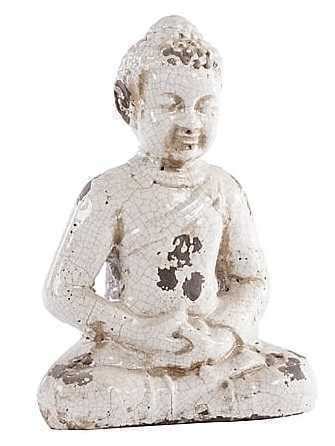 Oggettistica Buddha Decorativo Soprammobile In Ceramica Bianca