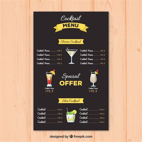 Free Vector Hand Drawn Cocktail Menu Template