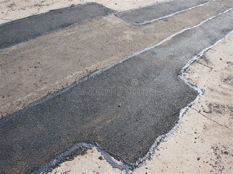 Repair Pavement And Laying New Asphalt Patching Method Outdoors Road