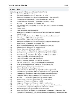 Fillable Online Orea Form Agreement Of Purchase And Sale Fax Email