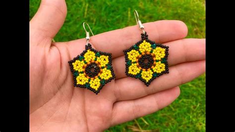 Aretes En Forma De Flor Hechos Con Mostacilla Super Sencillos Hacer