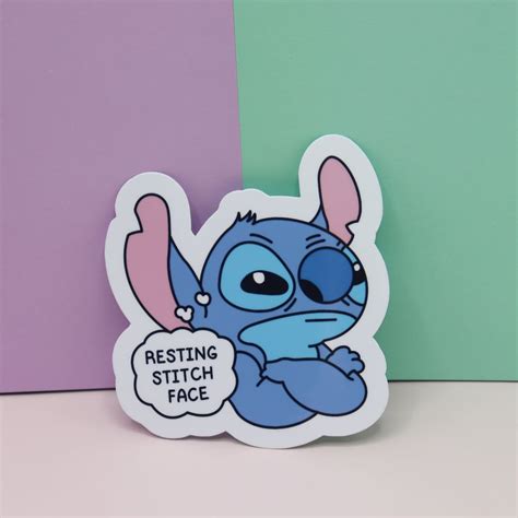 Resting Stitch Face Sticker Stitch Sticker Blue Alien Sticker Lilo