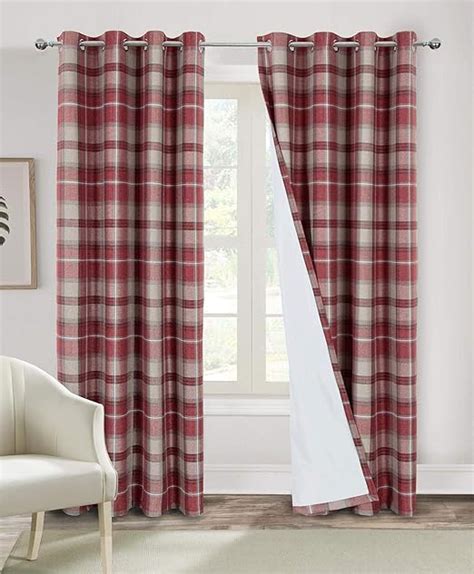 Alexandra Cole Red Plaid Curtains 63 Inch Length Blackout