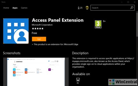 Access Panel Extension Shows Up In The Windows Store For Microsoft Edge