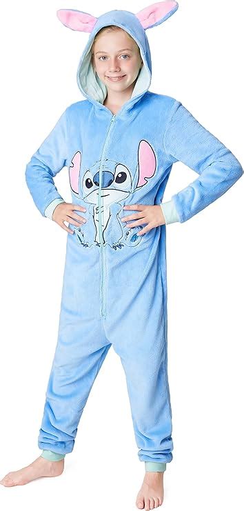 Disney Pigiama Intero Pile Bambina Bambino Stitch Anni Blu