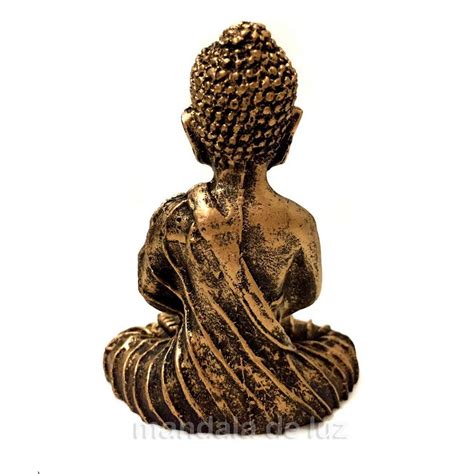 Estátua de Mini Buda Hindu Dourado Resina 9 5cm Mandala de Luz