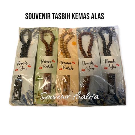 Jual 100PCS Souvenir Tasbih Kayu Plat 33 Butir Kemasan ALAS KERTAS