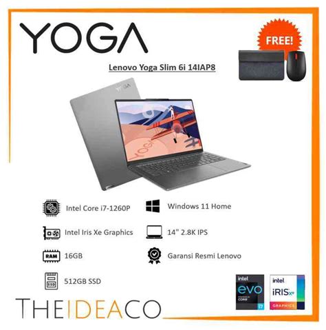 Jual Lenovo Yoga Slim 6i 14IAP8 3BID I7 1260P 16GB 512GB SSD Intel Evo