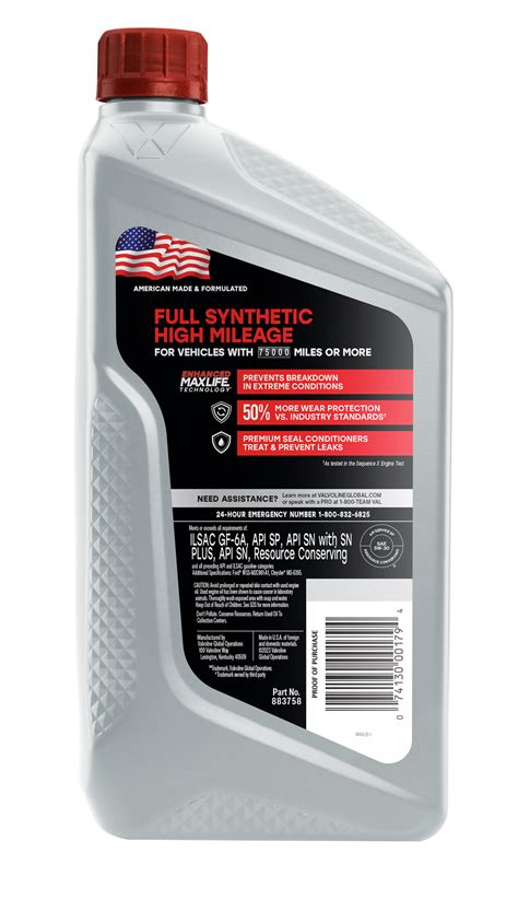 Shop Valvoline Full Synthetic High Mileage with MaxLife Technology ...
