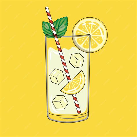 Premium Vector A Glass Of Lemonade Ice Fresh And Cold Lemonade Illustration Vector Graphic