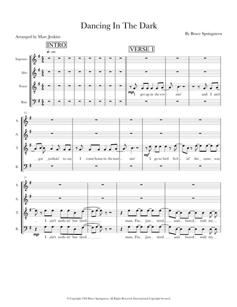 Dancing In The Dark Arr Marc Jenkins Sheet Music Bruce Springsteen Satb Choir