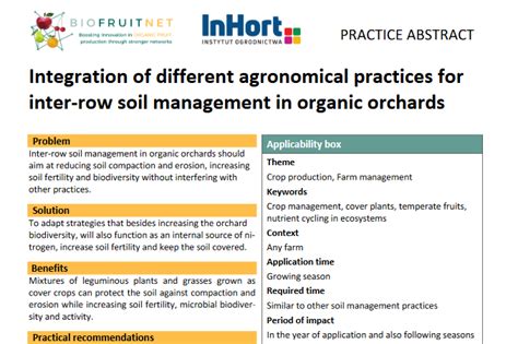 Integrazione Delle Pratiche Di Gestione Del Suolo Interfilare Nei Frutteti Biologici
