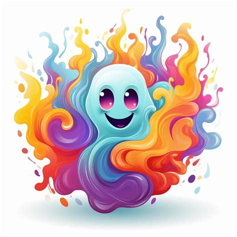 Fantasma Colorido Vector Premium