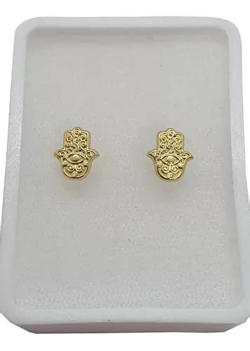 Aretes Broquel Mano De F Tima De Oro K