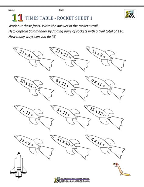 Multiplication Worksheets 11 Times Tables