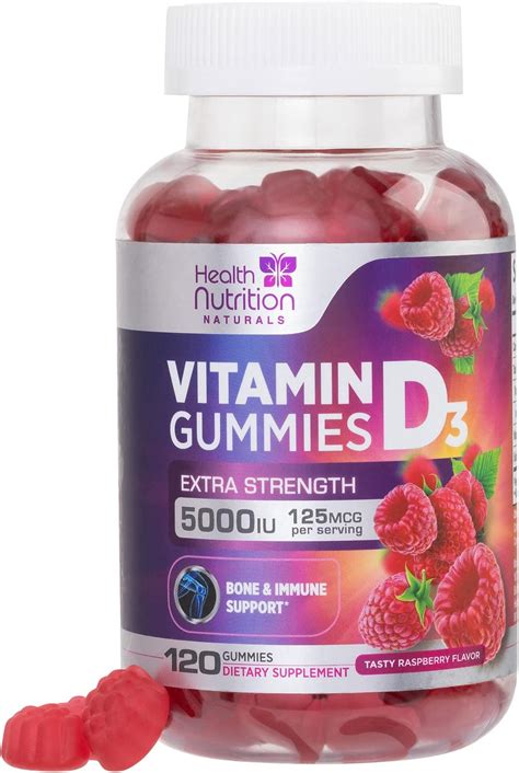 Vitamin D3 Gummy Vitamins Extra Strength 5000 Iu 125 Mcg