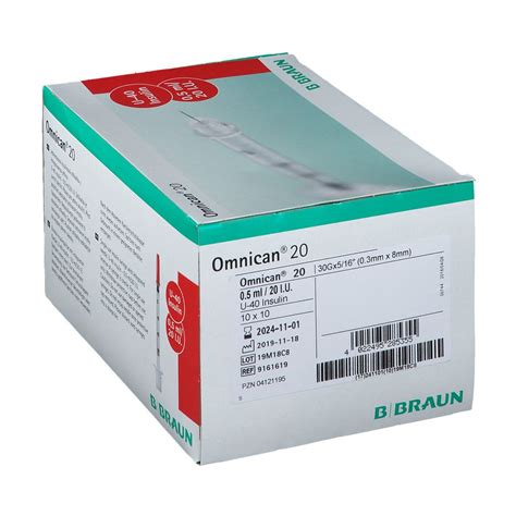 Omnican 20 für U40 Insulin 0 30 x 8 mm G 30 x 0 3125 Zoll 100 St