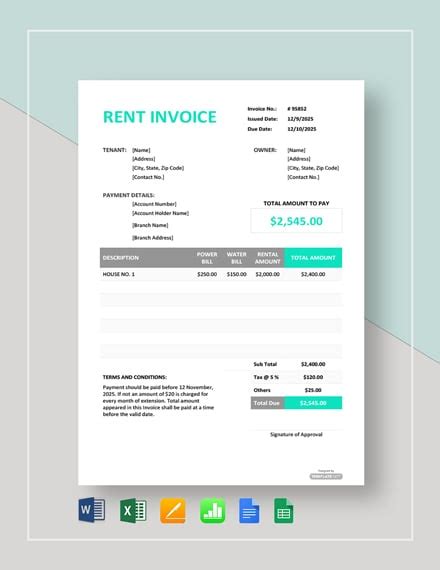 17 Rent Invoice Templates Free Downloads