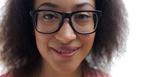 Happy Smiling African American Young Woman Face 1 People Stock Footage